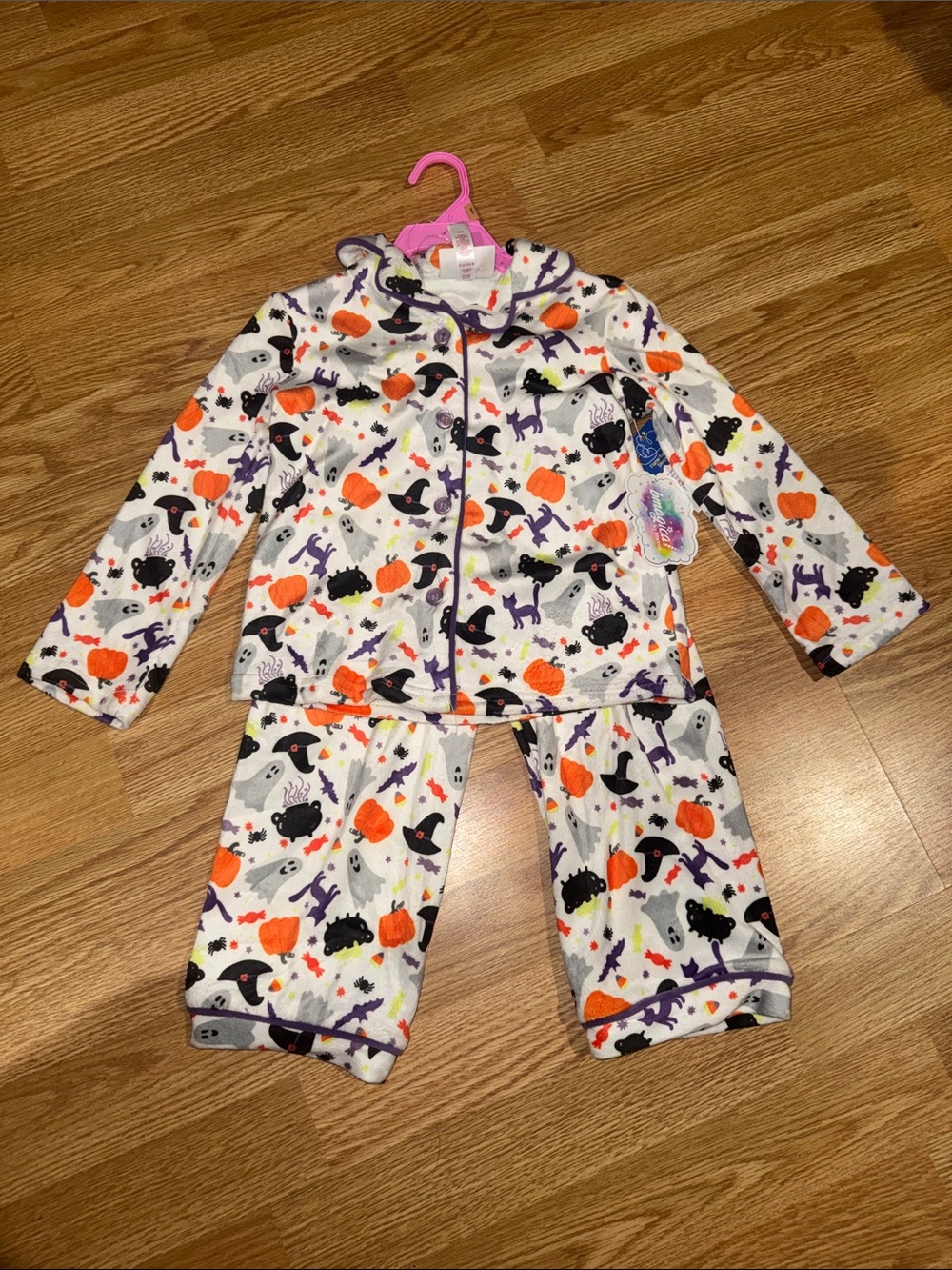 Btween magical Halloween Kids Pajama Set - White, Orange, Black, Purple